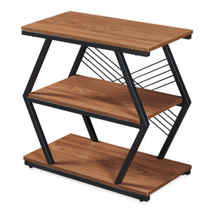 Tavolino Laterale Nolarg a 2 Ripiani 65 x 30 x 61 cm - Nero/Effetto Noce [en.casa]