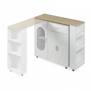 Table de bar extensible Kudebola 115 x 40 x 94 cm effet chêne / blanc [en.casa]