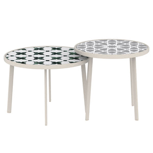 Tavolo da esterno Faeto 2 pz. Piano in vetro Champagne [casa.pro]