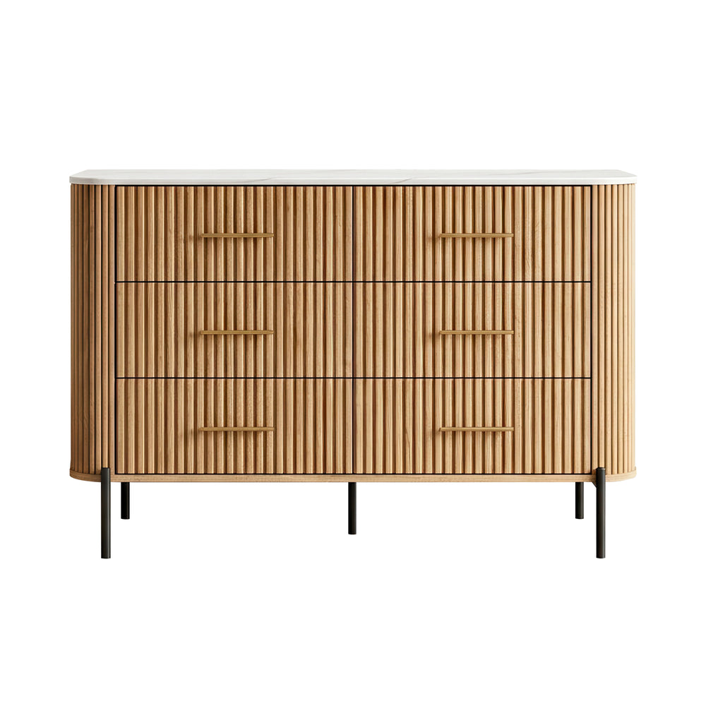 Kommode Kokunse mit 6 Schubladen 120x42x78 cm Eicheoptik [en.casa]