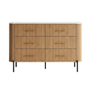 Commode Kokunse avec 6 tiroirs 120x42x78 cm aspect chêne [en.casa]
