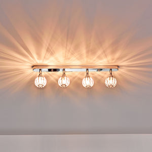 [lux.pro] Lampada da soffitto Diametro: 49cm 4 attacchi G9 con 4 sfere di cristalli artificiali Moderna lampada da soffitto Lampada d'effetto