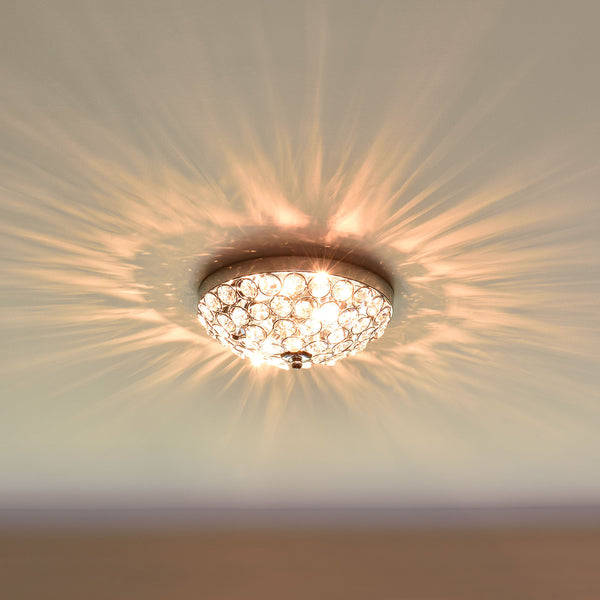 Plafonnier Design avec Cristaux Synthétiques 2 x G9 28W en Aluminium Chromé Diamètre 30 cm Chrome [lux.pro]