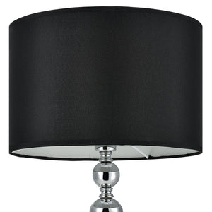 Lampe de Table 'San Francisco' E14 Métal Tissu 51 x Ø 29 cm Chrome Noir [lux.pro] 