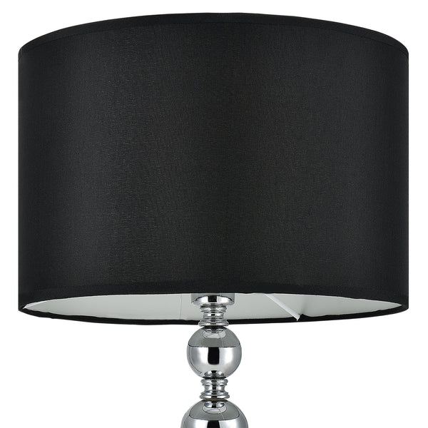 Lampe de Table 'San Francisco' E14 Métal Tissu 51 x Ø 29 cm Chrome Noir [lux.pro] 