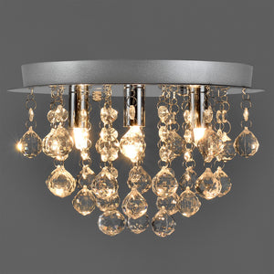 [lux.pro] Luminaire Suspendu Plafonnier Métal et Cristal Artistique Chrome Argent 3 x G9 ø 28 cm