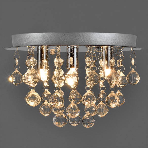 [lux.pro] Luminaire Suspendu Plafonnier Métal et Cristal Artistique Chrome Argent 3 x G9 ø 28 cm