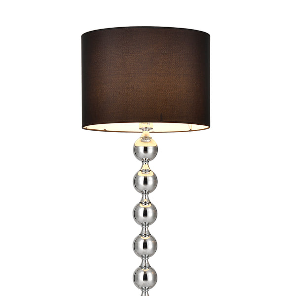 Lampadaire Spheric Métal Tissu Noir Chrome Hauteur 155 cm E27 [lux.pro]