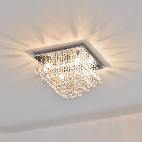 [lux.pro] Plafonnier Lampe de Plafond Aluminium Cristal Artistique Chrome et Blanc 38 x 38 cm