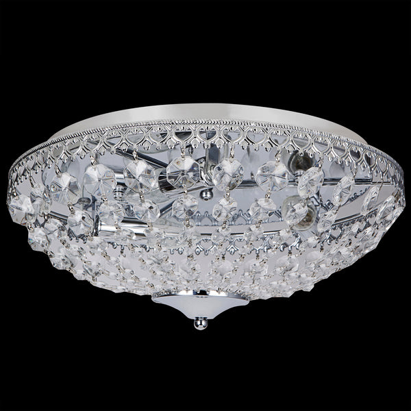 Plafonnier en Cristal Synthétique Métal Diamètre 40 cm Chrome [lux.pro]