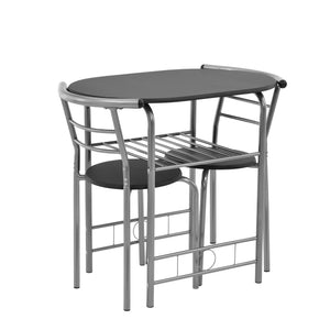 [en.casa] Set de salle à manger table avec 2 chaises set de bistro noir et argent 80 x 53 x 74,5 cm