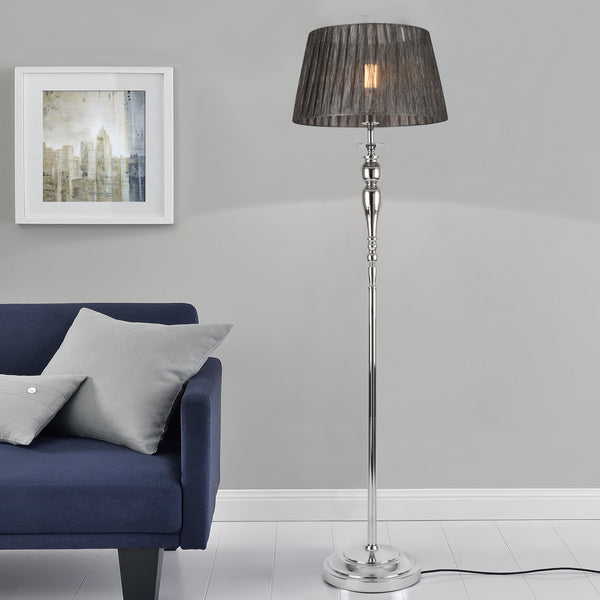 Stehleuchte Lingen 151 cm E27 60W Metall Chrom/Grau lux.pro