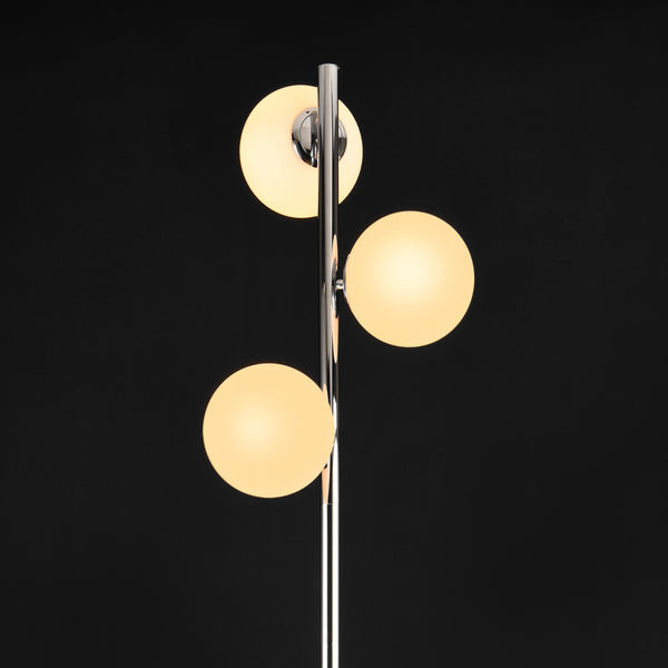 [lux.pro] Lampadaire Métal Verre Douille 3 x E14 154 cm Chrome Blanc 
