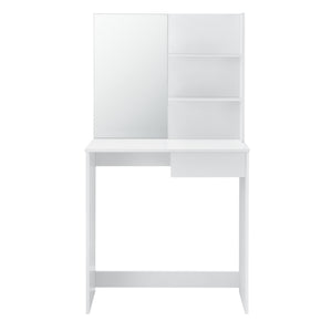 [en.casa] Coiffeuse Table de Maquillage avec Tiroir et Chaise Panneau en Fibre de Bois Blanc 141 x 75 x 39,7 cm
