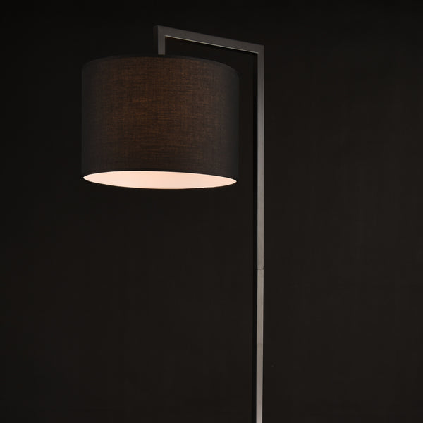 [lux.pro] Lampadaire Lampe à Pied avec Abat-jour Métal et Tissu Noir 161 cm