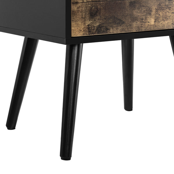 Petite Table avec 2 Tiroirs Effet Bois et Noir 60 x 40 x 29,5 cm [en.casa]