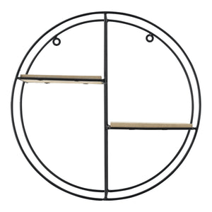 [en.casa] Mensola Rotonda a 2 Ripiani 35 x 12 x 35 cm Scaffale da Parete in Metallo e Legno Portaoggetti a Forma di Cerchio