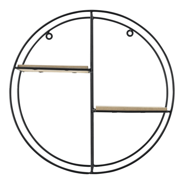 [en.casa] Mensola Rotonda a 2 Ripiani 35 x 12 x 35 cm Scaffale da Parete in Metallo e Legno Portaoggetti a Forma di Cerchio