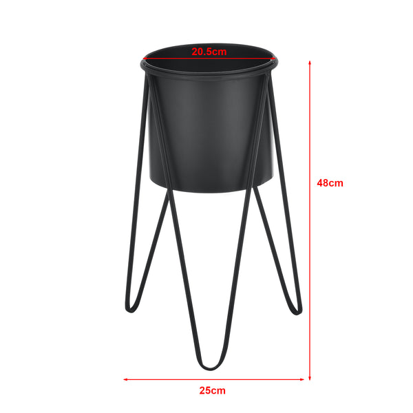 Set Hedera di 2 Supporti per Piante con Coprivaso in Metallo - Nero [en.casa] 