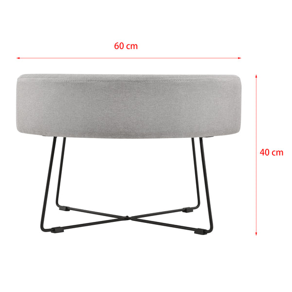 Couchtisch Nelson Ø 60 cm Polster Grau/Schwarz en.casa