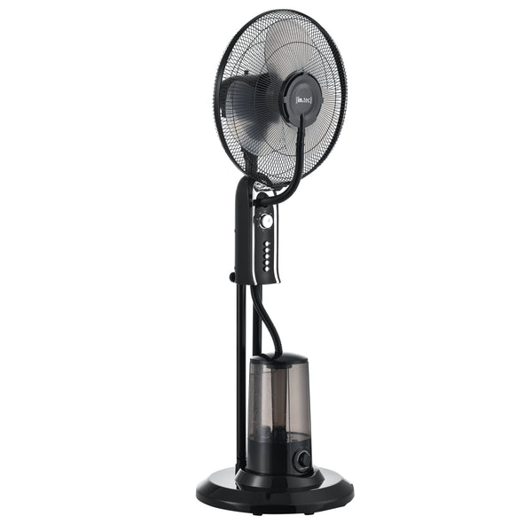 Ventilatore a Piantana con Nebulizzatore con 3 Velocitá e Modalitá Oscillazione con Inclinazione Testa Motore 75W Timer a 60 min. - Nero
