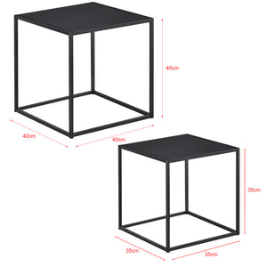 Lot de 2 Tables Basses Morsum Forme Carré Noir Mat [en.casa]