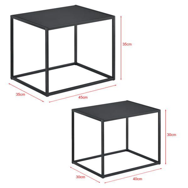 Lot de 2 Tables Basses Mandal  Rectangulaires Métal Noir Mat [en.casa]
