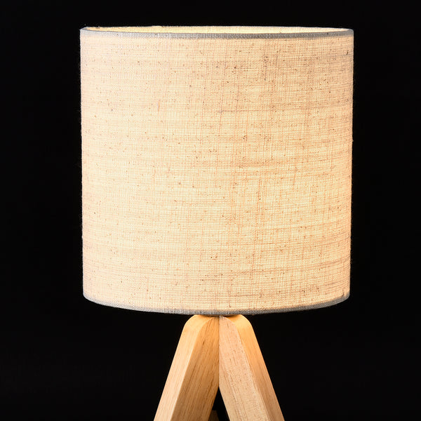 Lampe de Bureau Koblenz Trépied E14 Bois Lin Hauteur 37.5 cm Beige Bois Naturel [lux.pro]