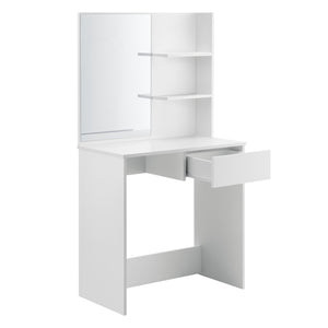 Frisierkommode Rustenburg 141x75x40 cm mit Spiegel und Schublade Weiß en.casa