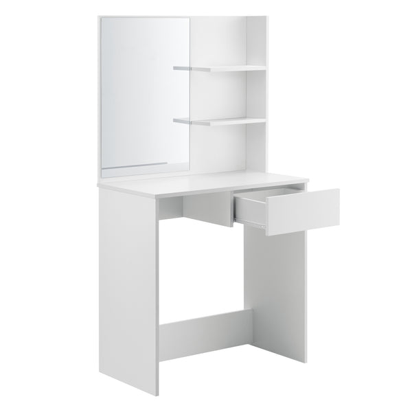 Frisierkommode Rustenburg 141x75x40 cm mit Spiegel und Schublade Weiß en.casa