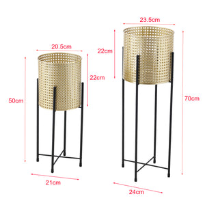 Set de 2 Supports de Plante Mol Noir Doré [en.casa]