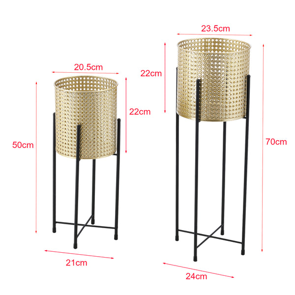 Set de 2 Supports de Plante Mol Noir Doré [en.casa]