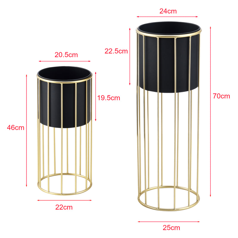 Croquis coté Set de 2 Supports de Plante Mortsel Doré Noir [en.casa]