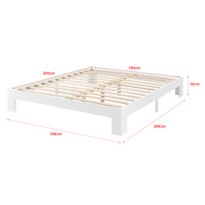 Cadre de Lit Simple Raisio à Matelas à Mousse à Froid Pin [en.casa]