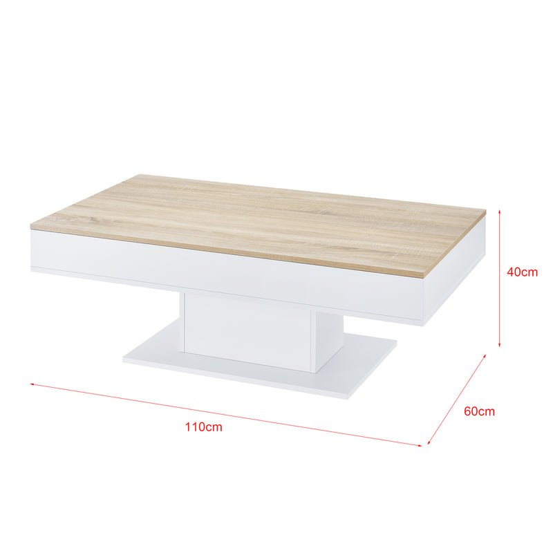 Croquis coté Table Basse Lünen 40 x 110 x 60 cm effet chêne blanc [en.casa]