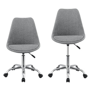 Chaise de Bureau Atherton à Roulettes Réglable en Hauteur Gris Clair [en.casa]
