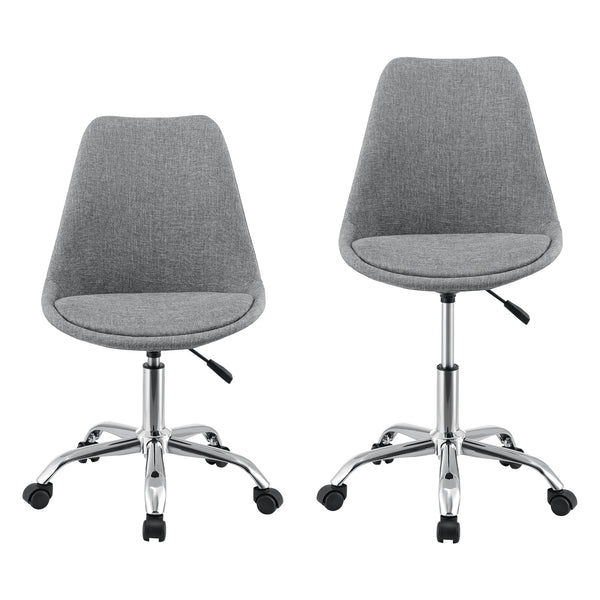 Chaise de Bureau Atherton à Roulettes Réglable en Hauteur Gris Clair [en.casa]
