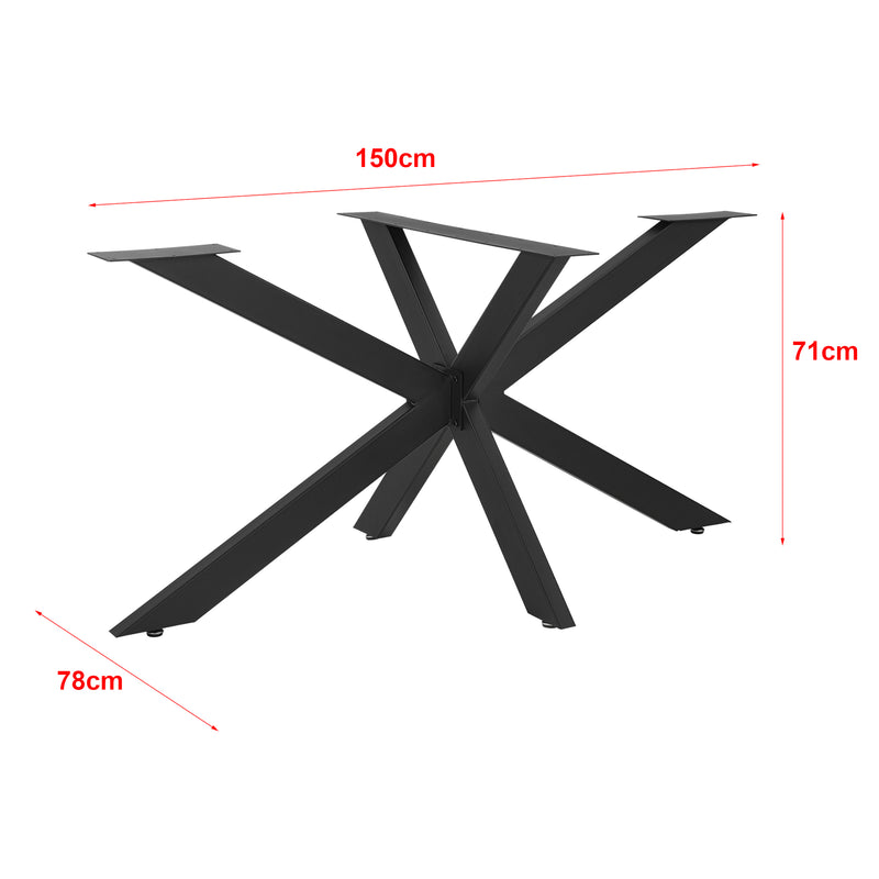 Croquis coté Pied de Table Oberau DIY avec Embouts de Protection 150 x 78 x 71 cm Noir Mat [en.casa]