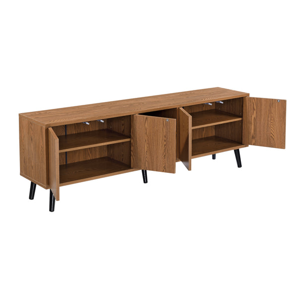 Meuble TV Hedemora 140 x 30 x 46 cm Effet Bois Foncé [en.casa]
