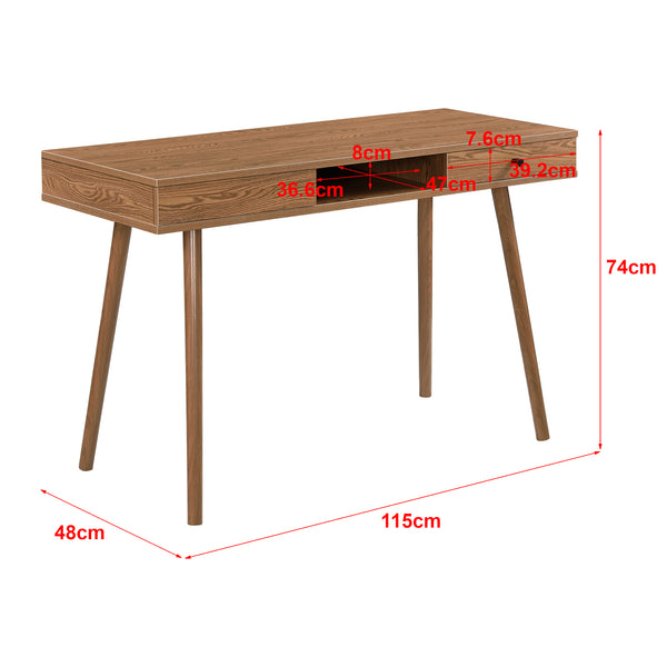 Scrivania Habo Tavolo con Cassetto e Scomparto Semichiuso 74x115x48 cm Color Legno Scuro [en.casa]