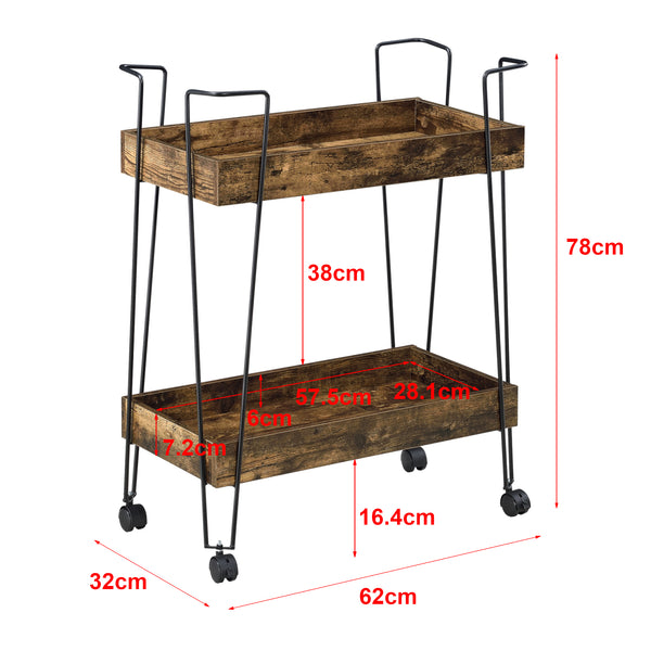 Servierwagen Vaxholm 78x62x32cm Dunkler Holzton en.casa