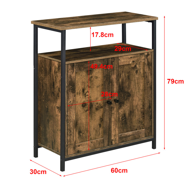 Croquis coté Commode Aremark pour Salon 79 x 60 x 30 cm Noir Effet Bois Foncé [en.casa]
