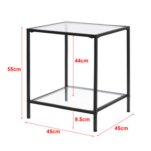 Table d'Appoint Norrtälje 55 x 45 x 45 cm Noir Transparent [en.casa]
