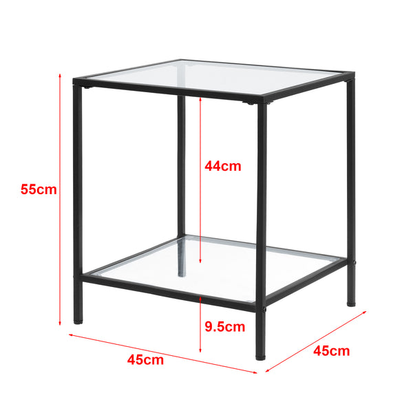 Table d'Appoint Norrtälje 55 x 45 x 45 cm Noir Transparent [en.casa]