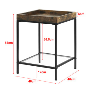 Beistelltisch Mariefred 55x40x40cm mit Ablage Dunkler Holzton [en.casa]