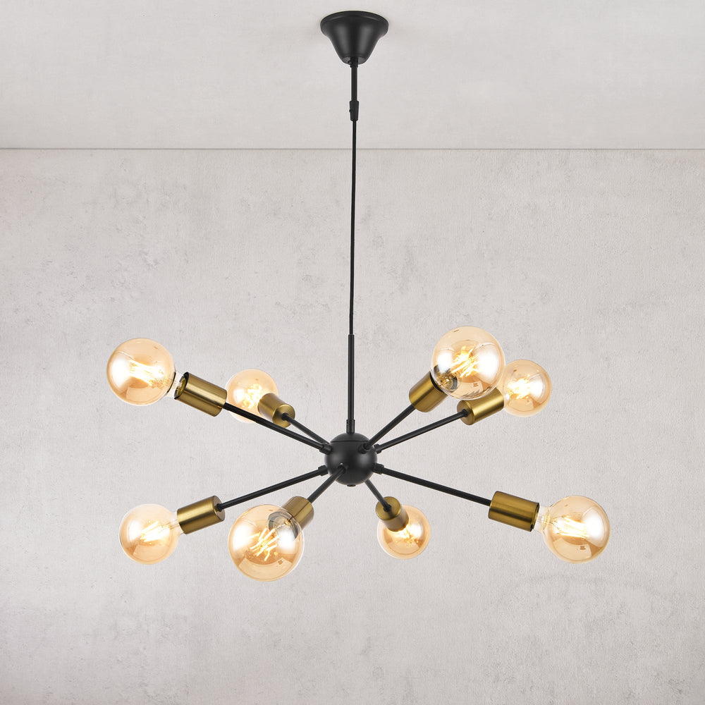 Suspension Amiens 8 lampes E27 noir / laiton [lux.pro] - premiumXL