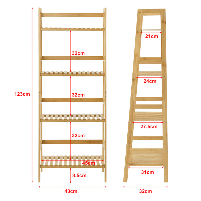 Schizzo in scala Scaffale a Scala Vinje con 4 Ripiani - Bambù Naturale [en.casa]