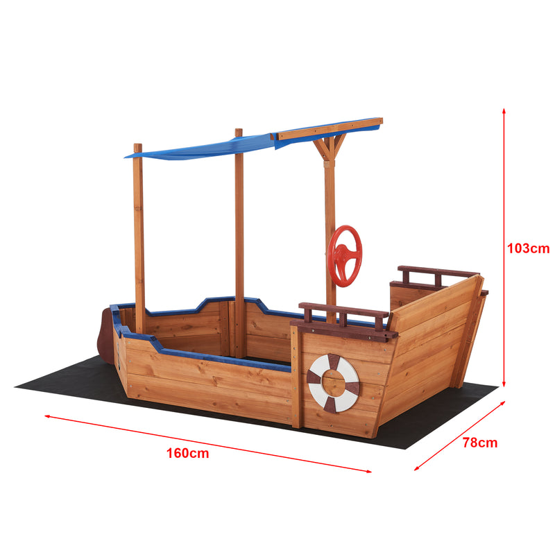Maßskizze Sandkasten Grömitz Segelschiff 103x160x78cm [en.casa]