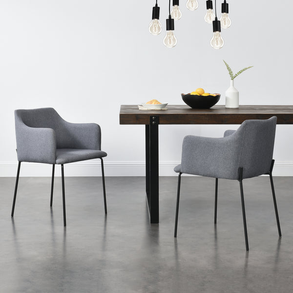 Lot de 2 Chaises Rembourrées Krakau 76 x 52 x 53 cm Gris Foncé [en.casa]