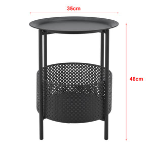 Petite table ronde Kruibeke métal 45 x 35 cm noir [en.casa]